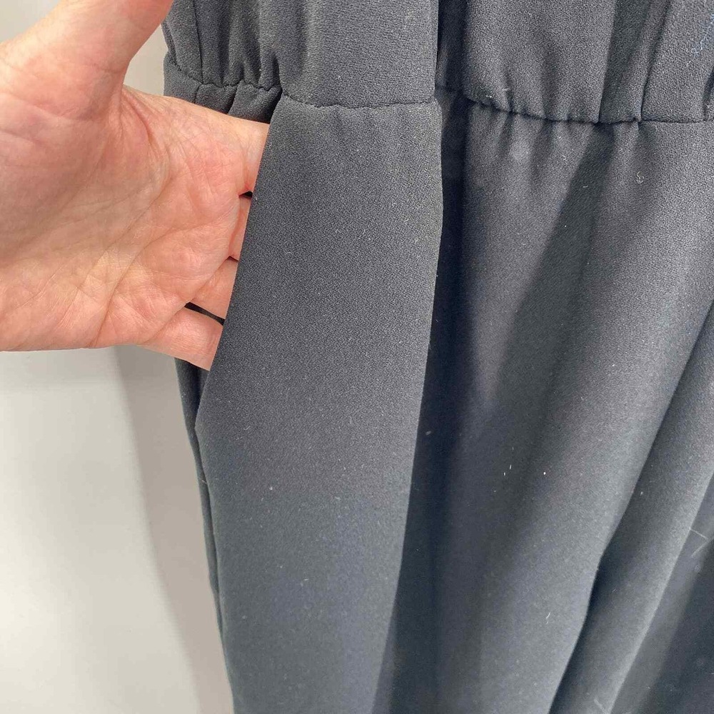 Joie Jumpsuit Womens Large Black Polyester Halter Straps Pockets Wide Leg - Picture 4 of 9